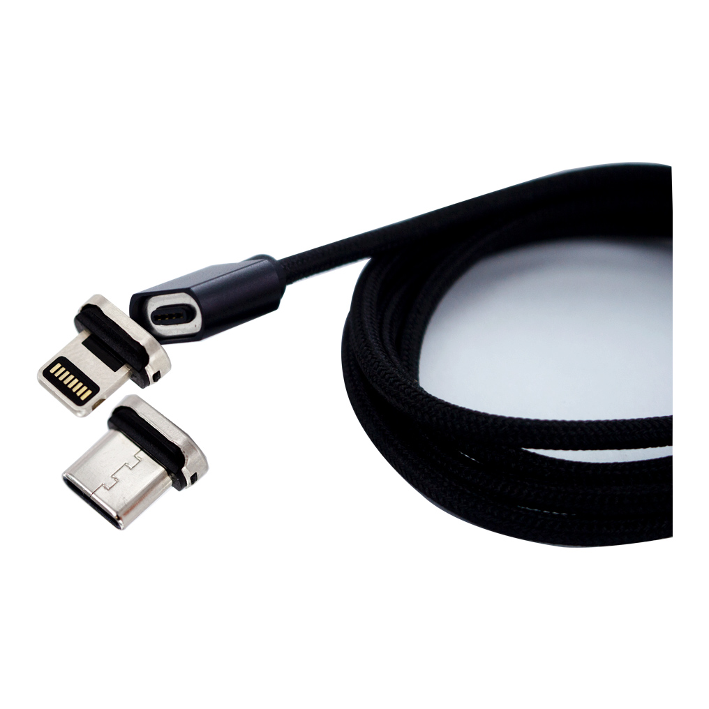 Magnet USB Lade & Datenkabel 2in1 black usb C, Lightning