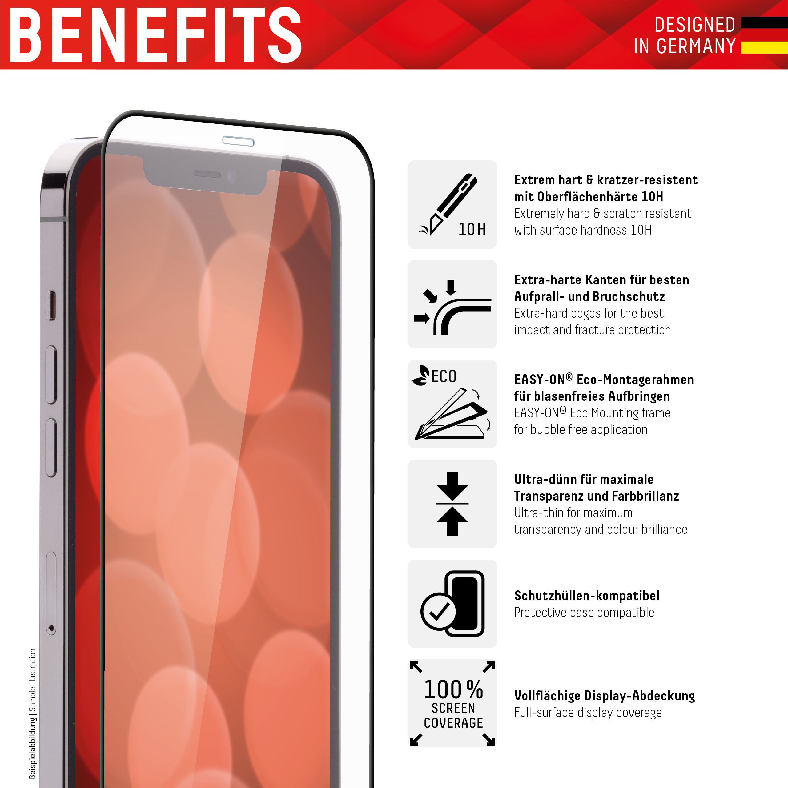 3in1 UltraCare Glass FC iPhone 12, 12 Pro